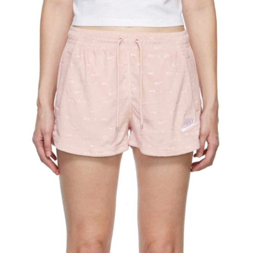 Nike Pink Velour Logo Shorts 2X Athletic Workout Pink Drawstring Pull On Logo